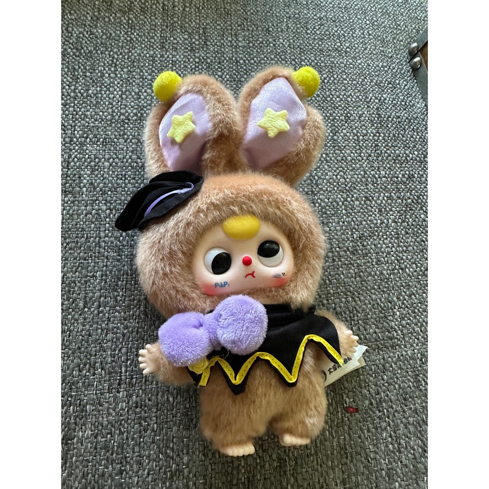 Baby Three Halloween Bunny Plush Doll Keychain Brown Purple Bow Bag Charm 10